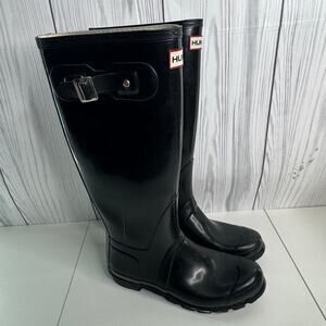 Hunter Women's Original Tall Rain Boots Shiny Black Size 6 (38)